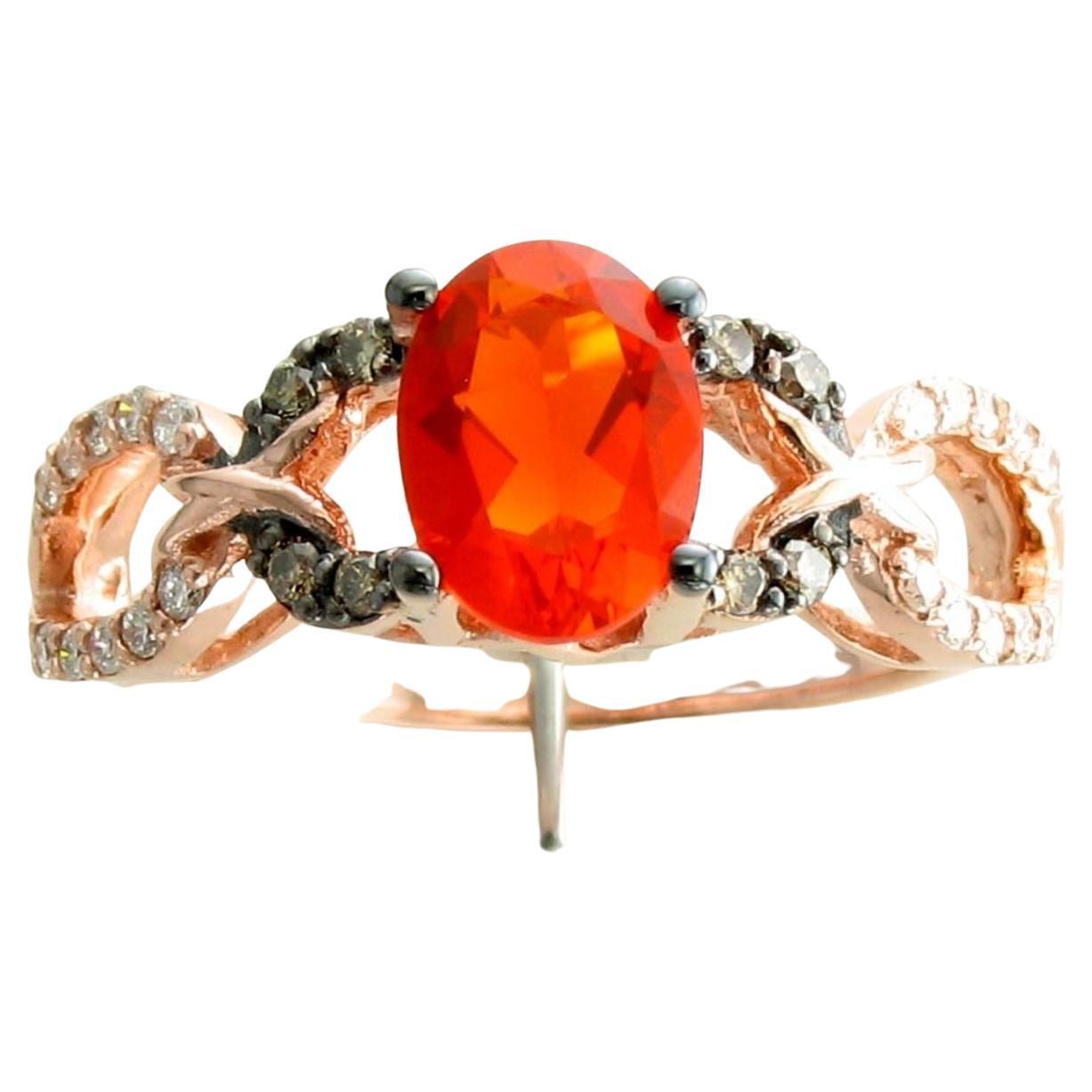 LeVian Ring Neon Opal Chocolate White Diamond in 14K Rose Gold For Sale