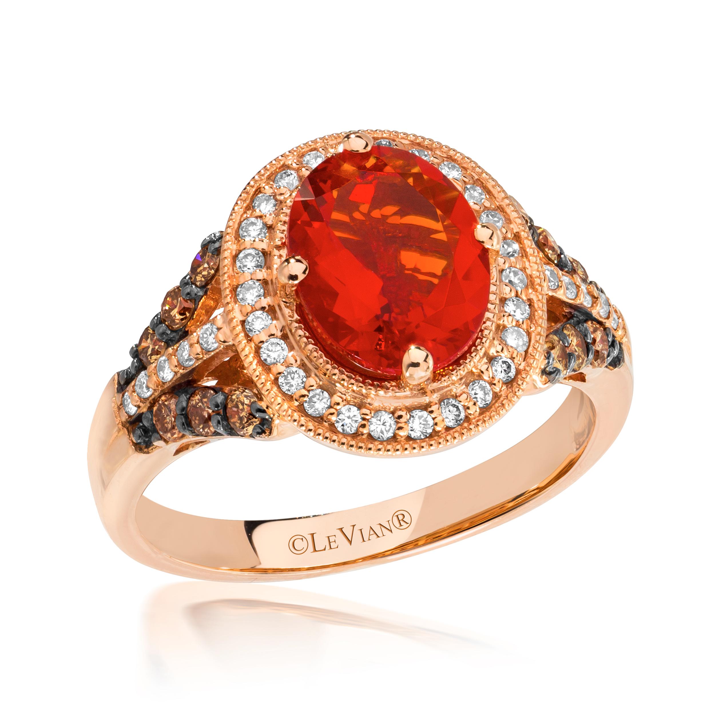 Levian Ring Neon Opal White Diamond Chocolate Diamond in 14K Rose Gold