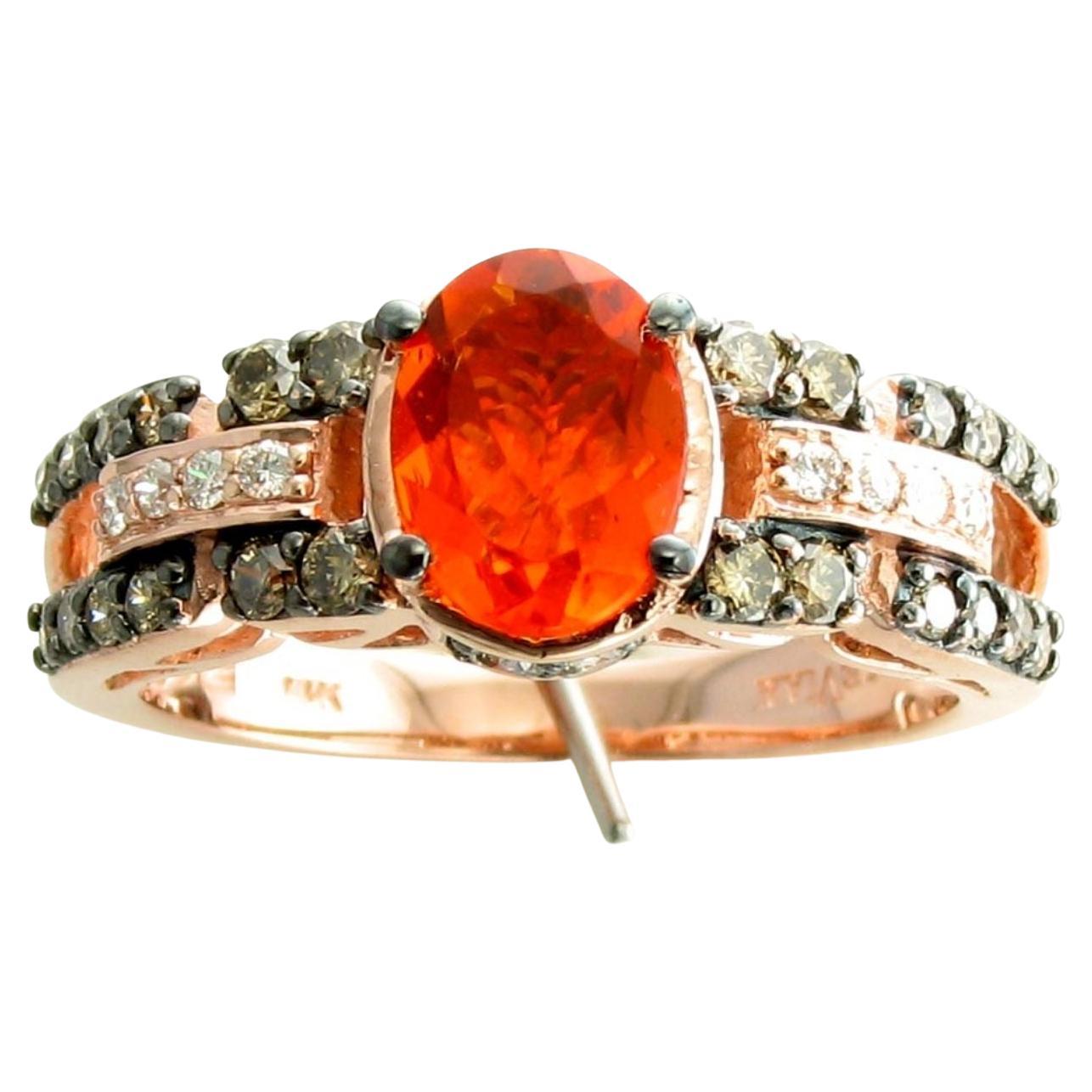 LeVian Ring Neon Opal Chocolate White Diamond in 14K Rose Gold For Sale