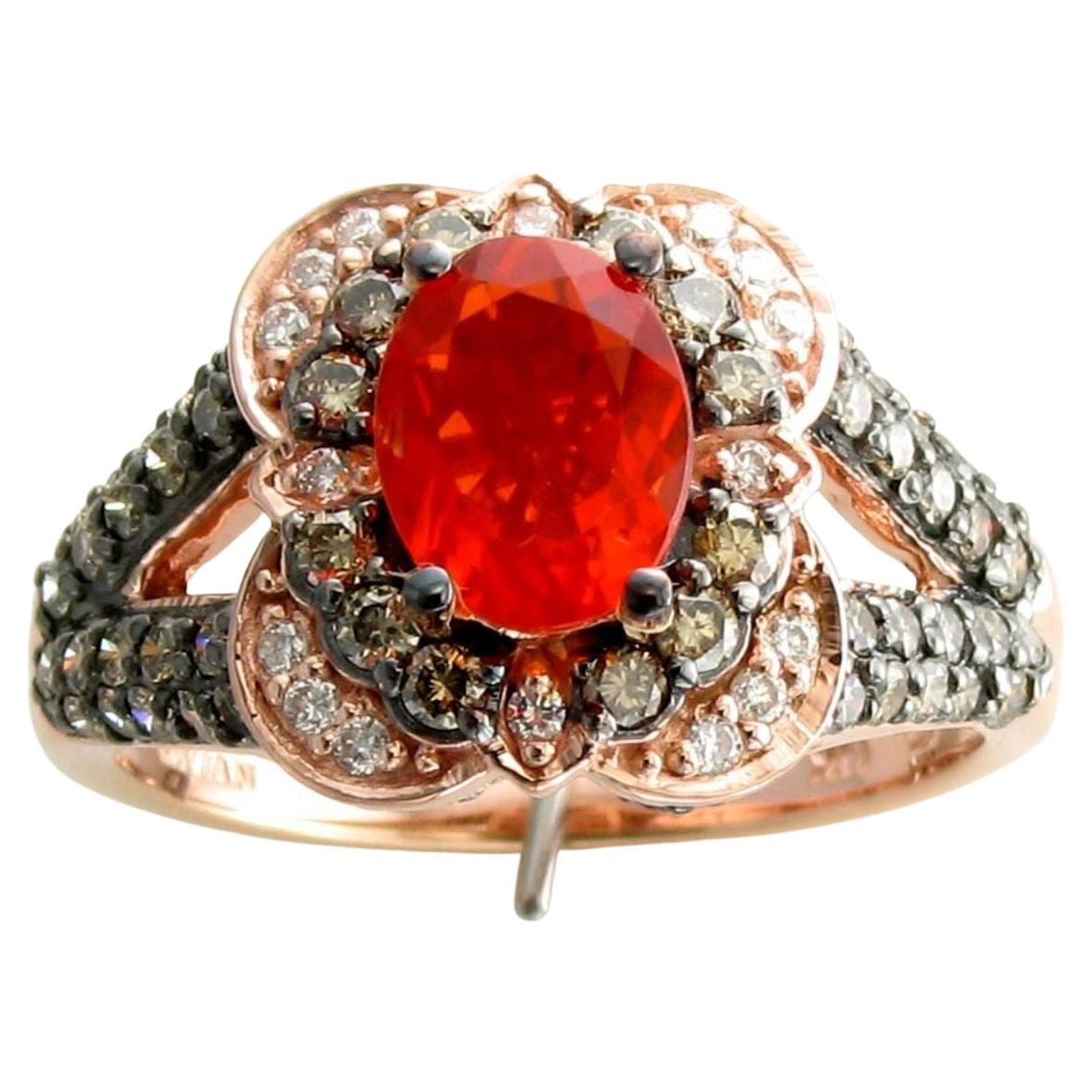 LeVian Ring Neon Opal Chocolate White Diamond in 14K Rose Gold For Sale