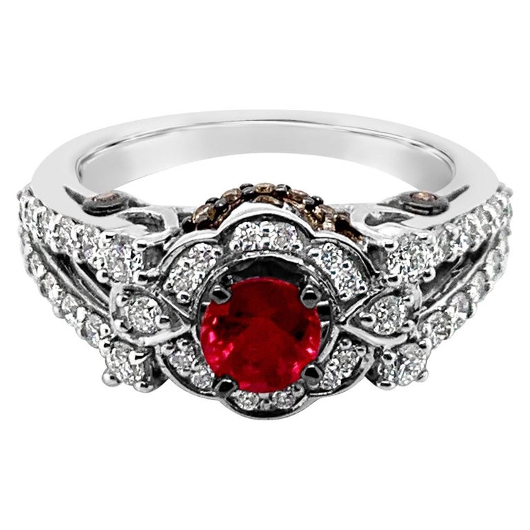 LeVian Ring Passion Ruby Vanilla Diamonds Chocolate Diamonds 14 Karat ...