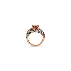 LeVian Ring Peach Morganite Chocolate Diamonds Vanilla Diamonds 14K Rose Gold
