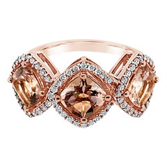 Pfirsichfarbener Morganit Ring von Vian? 14 Karat Erdbeergold mit Vanille-Diamanten