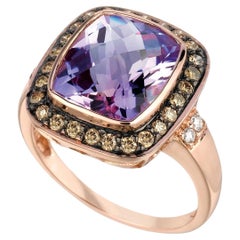 Levian Ring Pink Amethyst Chocolate White Diamond In 14K Rose Gold