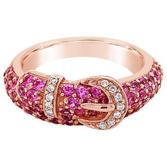 Levian Ring, Pink Sapphire and White Diamonds Set in 14 Karat Rose Gold