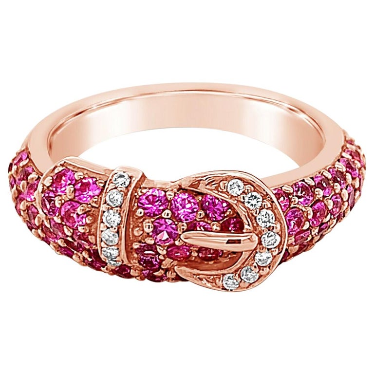 Levian Ring, Pink Sapphire and White Diamonds Set in 14 Karat Rose Gold