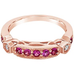 LeVian Ring, Pink Sapphire and White Diamonds Set in 14 Karat Rose Gold