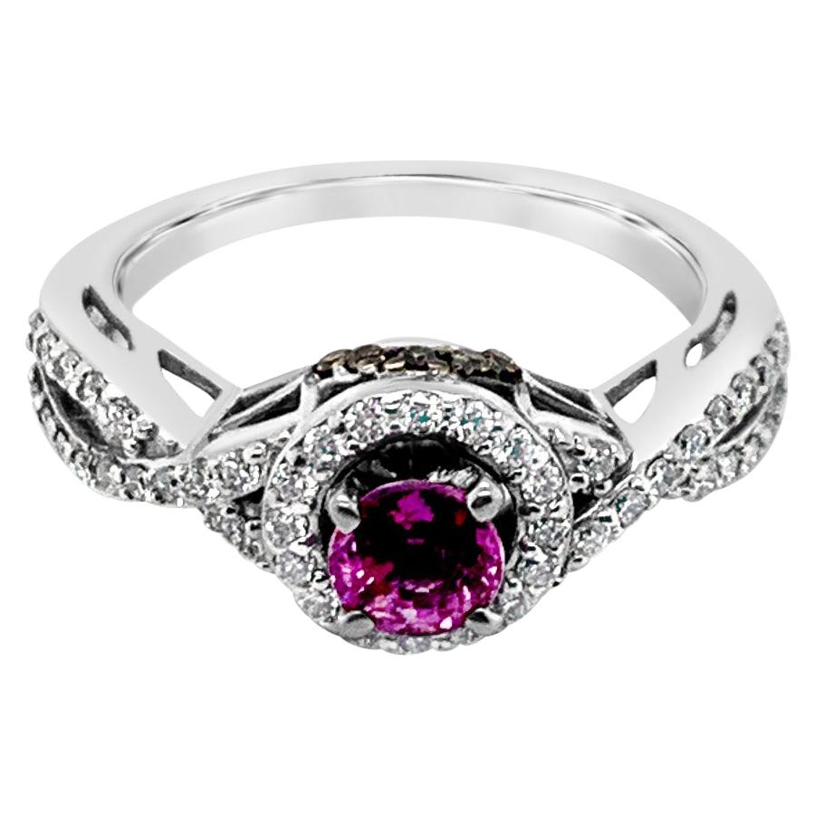 LeVian Ring Purple Sapphire Chocolate Diamonds Vanilla Diamonds 14k White Gold