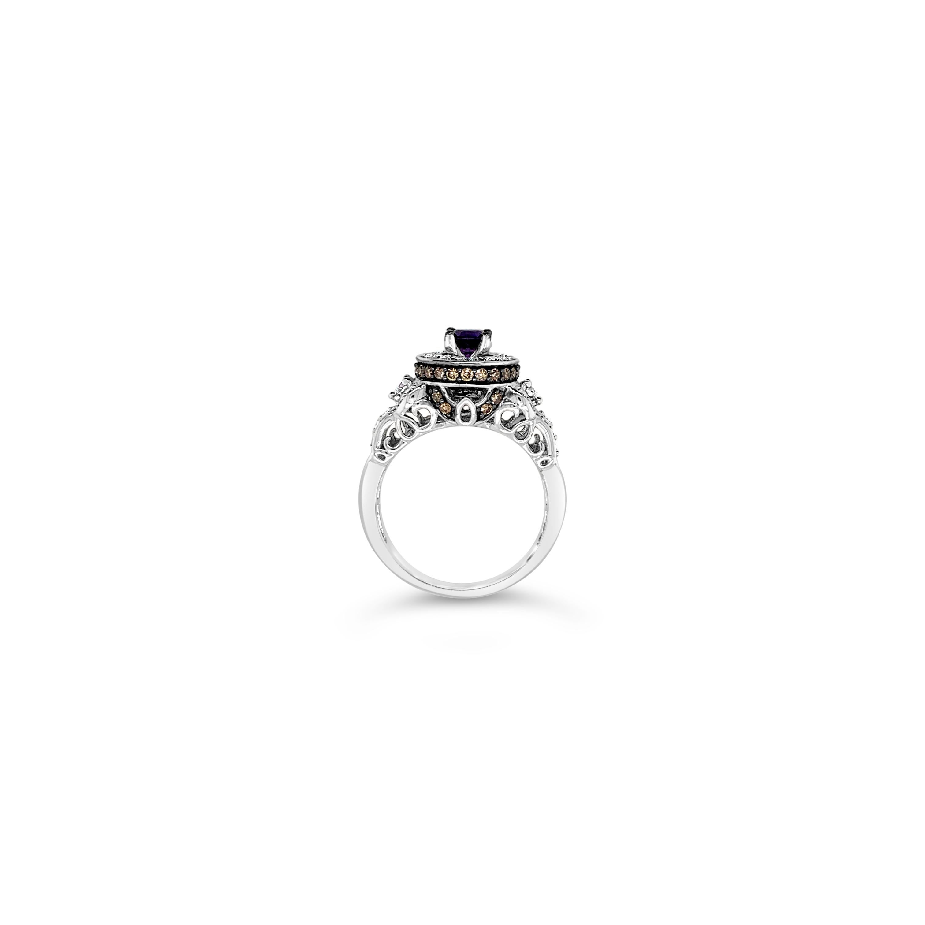 LeVian Ring Purple Sapphire Chocolate Diamonds® White Diamond 14K White Gold
