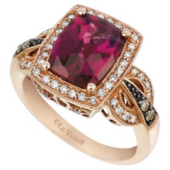 Levian Ring Red Rhodolite Chocolate White Diamond In 14K Rose Gold