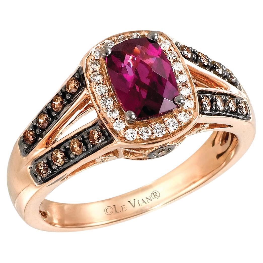 Le Vian Ring Red Rhodolite Chocolate White Diamond in 14K Rose Gold