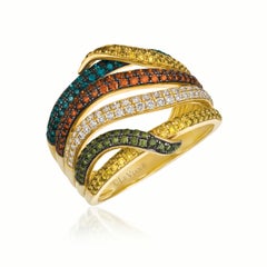 LeVian Ring Red, Yellow, White & Fancy Diamonds 14K Yellow Gold