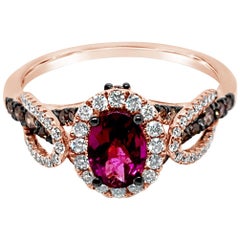 LeVian Ring Rhodolite Chocolate Diamonds Vanilla Diamonds 14 Karat Rose Gold