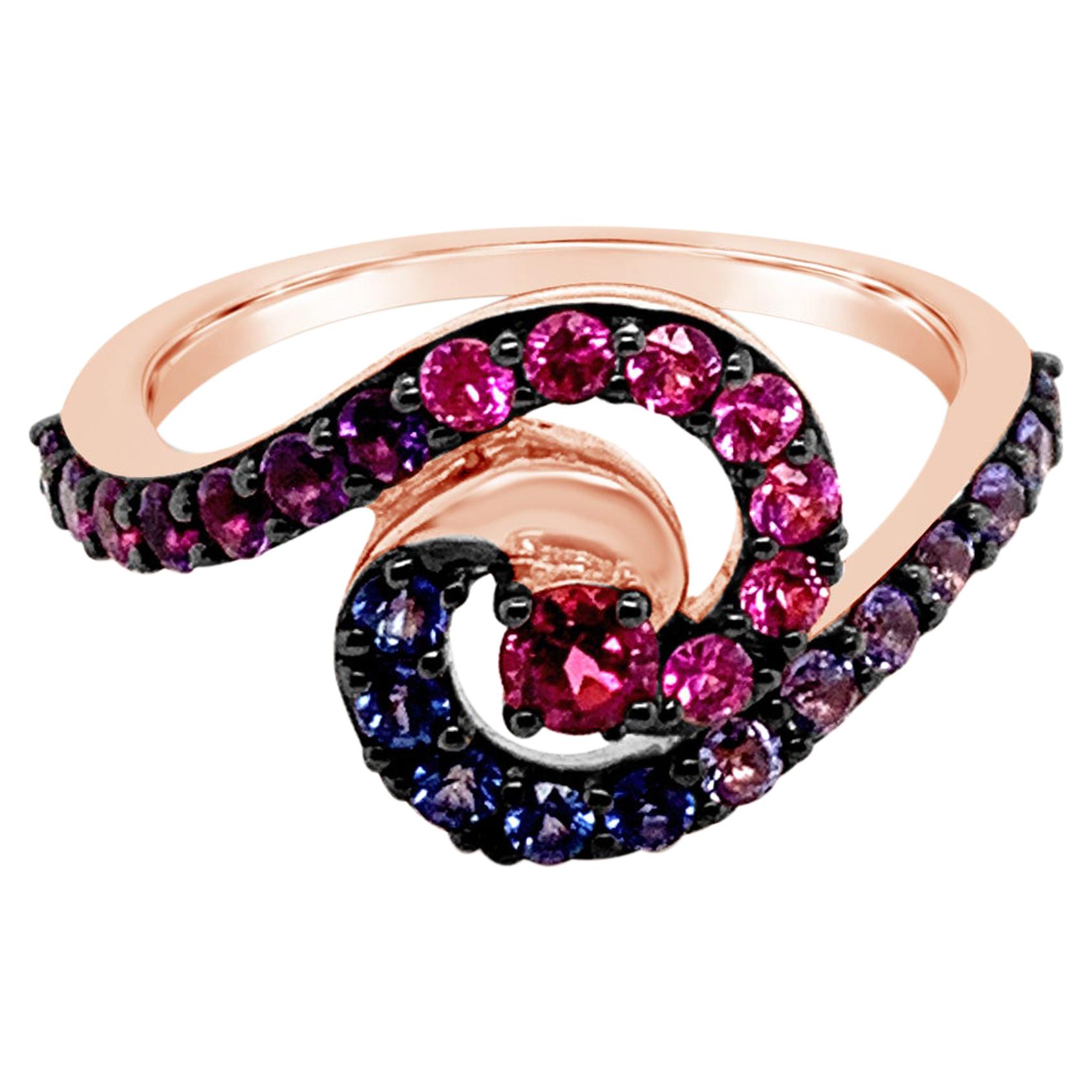 LeVian Ring Rhodolite Sapphire Tanzanite Pink Sapphire Amethyst 14K Rose Gold