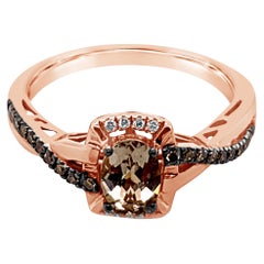 LeVian Ring Smoky Quartz Chocolate Diamonds Vanilla Diamonds 14K Rose Gold