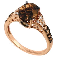 LeVian Ring Smoky Quartz in 14K Rose Gold Cocktail Brown Oval 2 Cts
