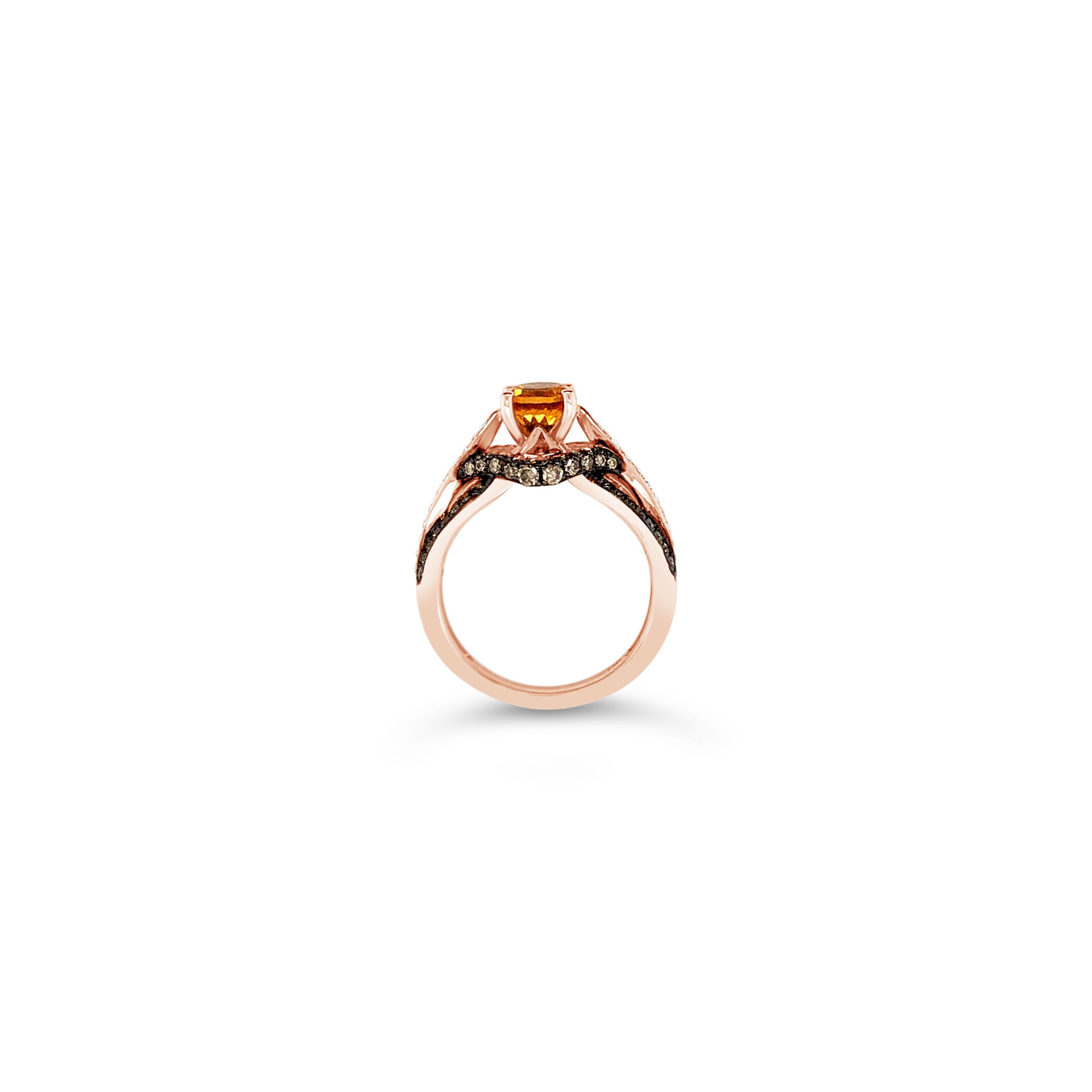 Le Vian Bridal® Ring featuring 1  1/5 cts. Spessartite, 1/2 cts. Chocolate Diamonds® , 1/6 cts. Vanilla Diamonds®  set in 14K Strawberry Gold®
