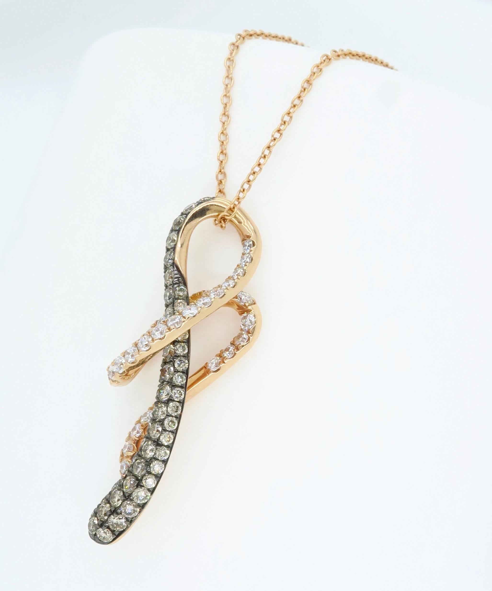 Le Vian Rose Gold Diamond Necklace In Excellent Condition For Sale In Webster, NY