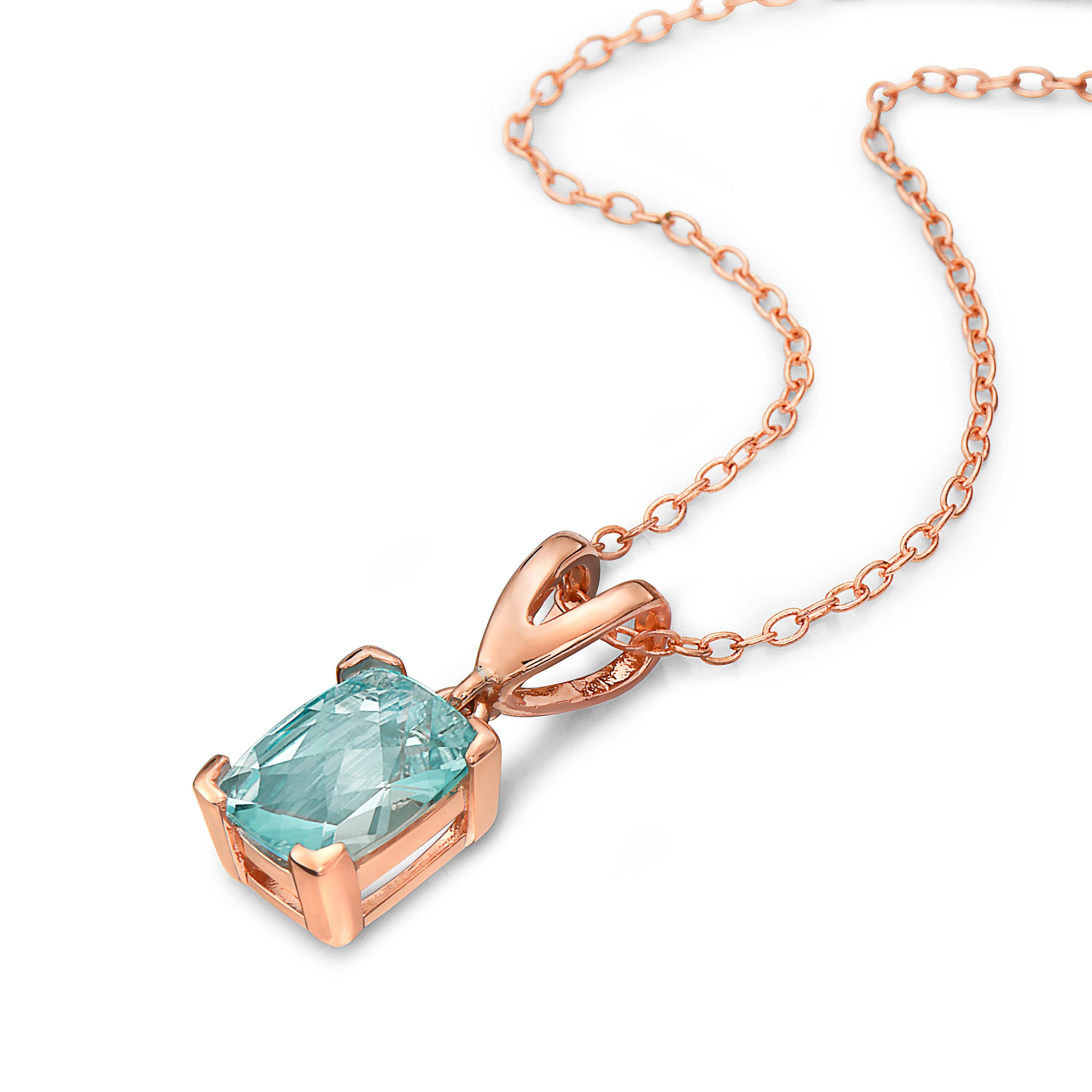 LeVian Rose Gold Plated Blue Topaz Gemstone Beautiful Fancy Pendant Necklace In New Condition For Sale In Great Neck, NY