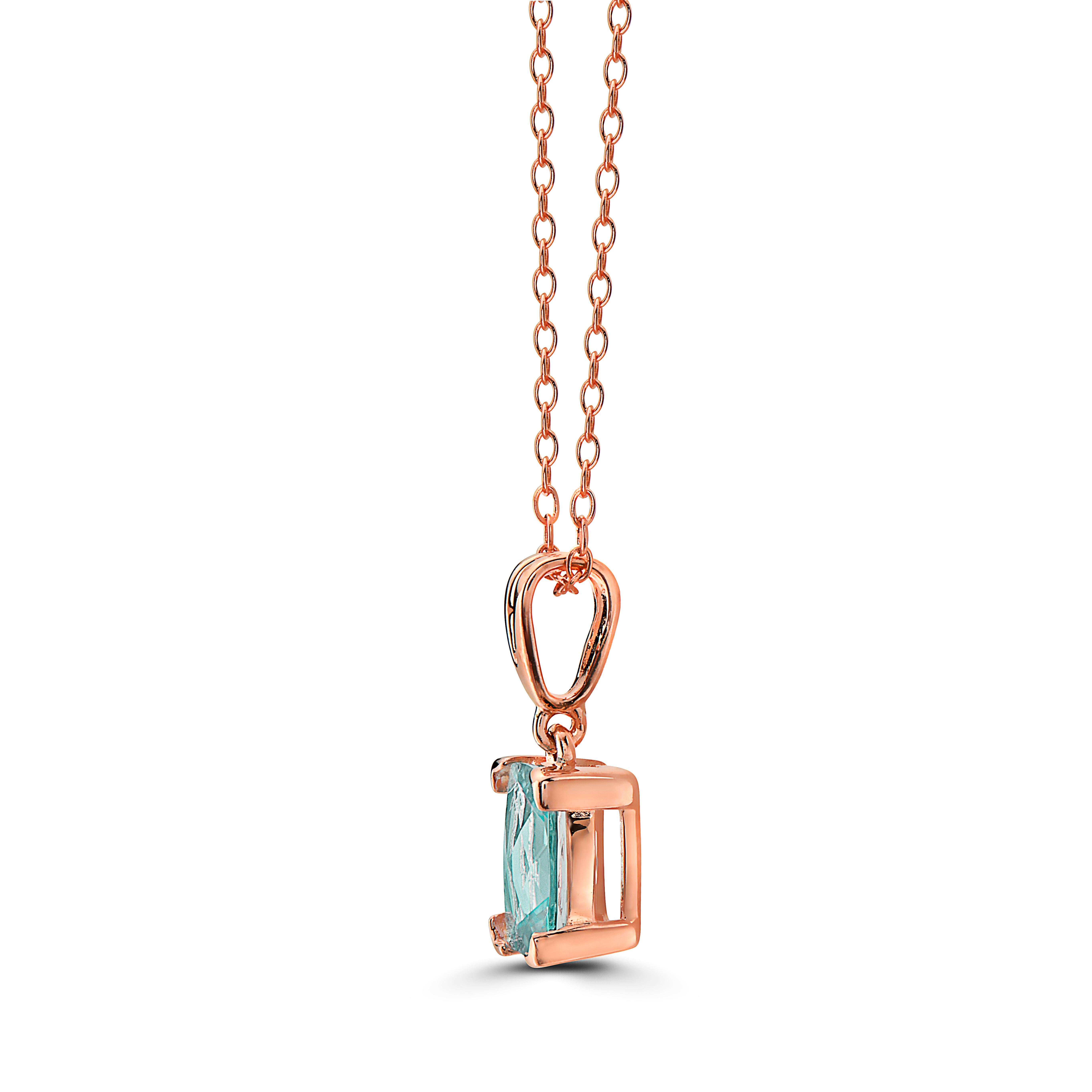 Le Vian Rose Gold Plated Blue Topaz Gemstone Beautiful Fancy Pendant Necklace In New Condition For Sale In Great Neck, NY
