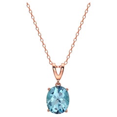 LeVian Rose Gold Plated Blue Topaz Gemstone Beautiful Fancy Pendant Necklace