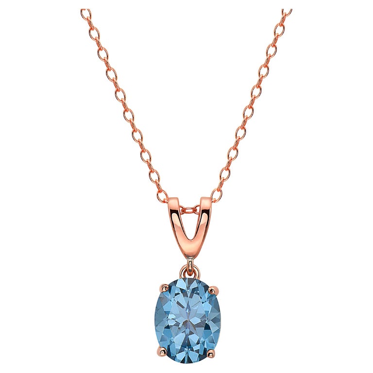 LeVian Rose Gold Plated Blue Topaz Gemstone Beautiful Fancy Pendant ...
