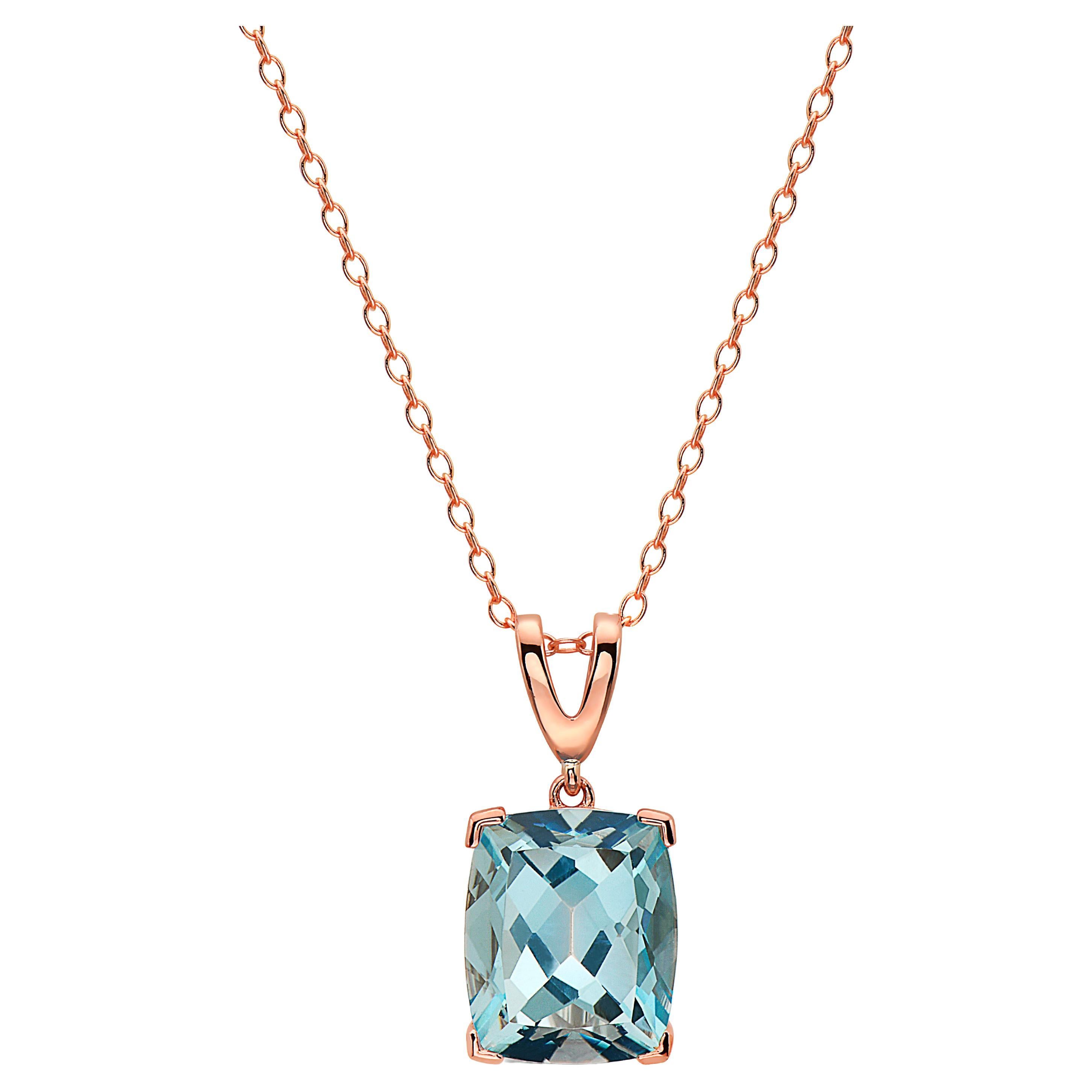 Le Vian Rose Gold Plated Blue Topaz Gemstone Beautiful Fancy Pendant