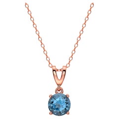 Levian Rose Gold Plated Blue Topaz Gemstone Beautiful Fancy Pendant Necklace