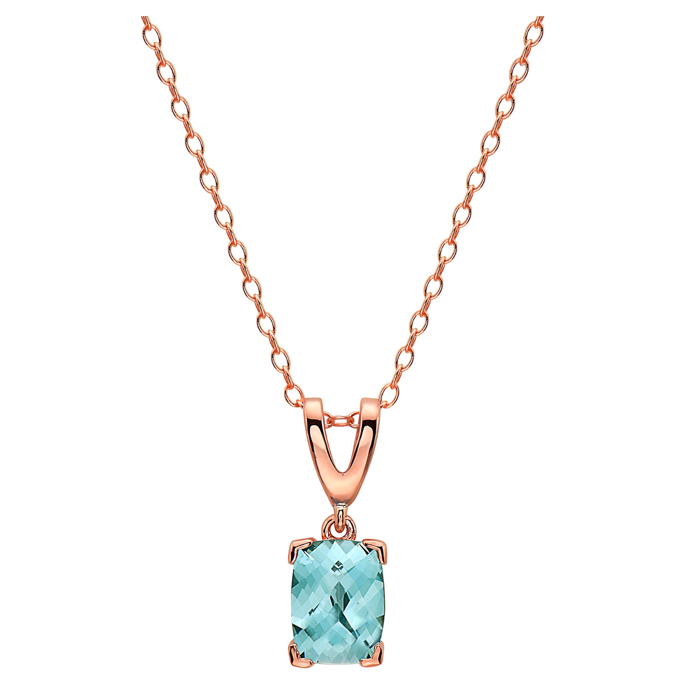 Le Vian Rose Gold Plated Blue Topaz Gemstone Beautiful Fancy Pendant Necklace For Sale