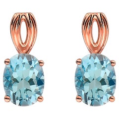 LeVian Rose Gold Plated Blue Topaz Gemstone Beautiful Fancy Pretty Earrings