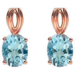 Le Vian Rose Gold Plated Blue Topaz Gemstone Beautiful Fancy Pretty Earrings