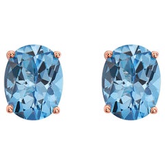 LeVian Schöne schöne ovale Ohrstecker, Roségold platzierter blauer Topas Edelstein