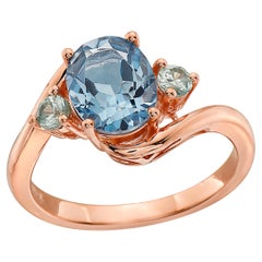 LeVian Rose Gold Plated Blue Topaz Zircon Gemstone Beautiful Cocktail Ring