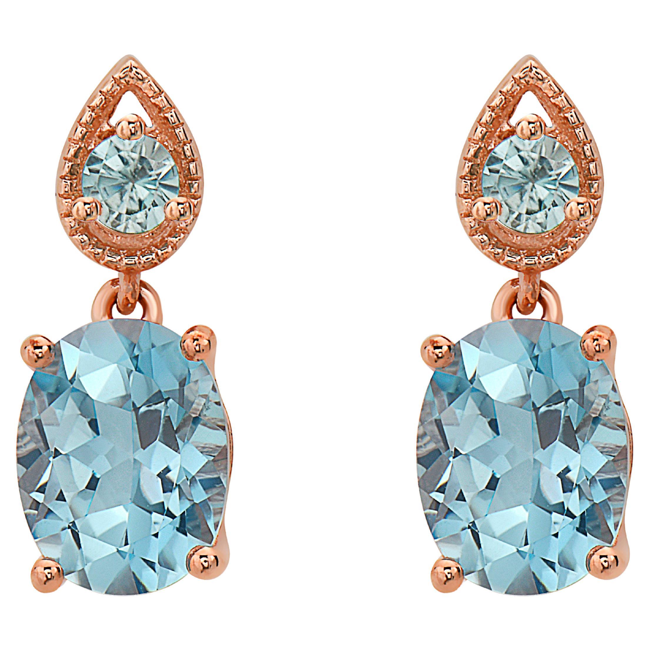 LeVian Rose Gold Plated Blue Topaz Zircon Gemstone Beautiful Fancy