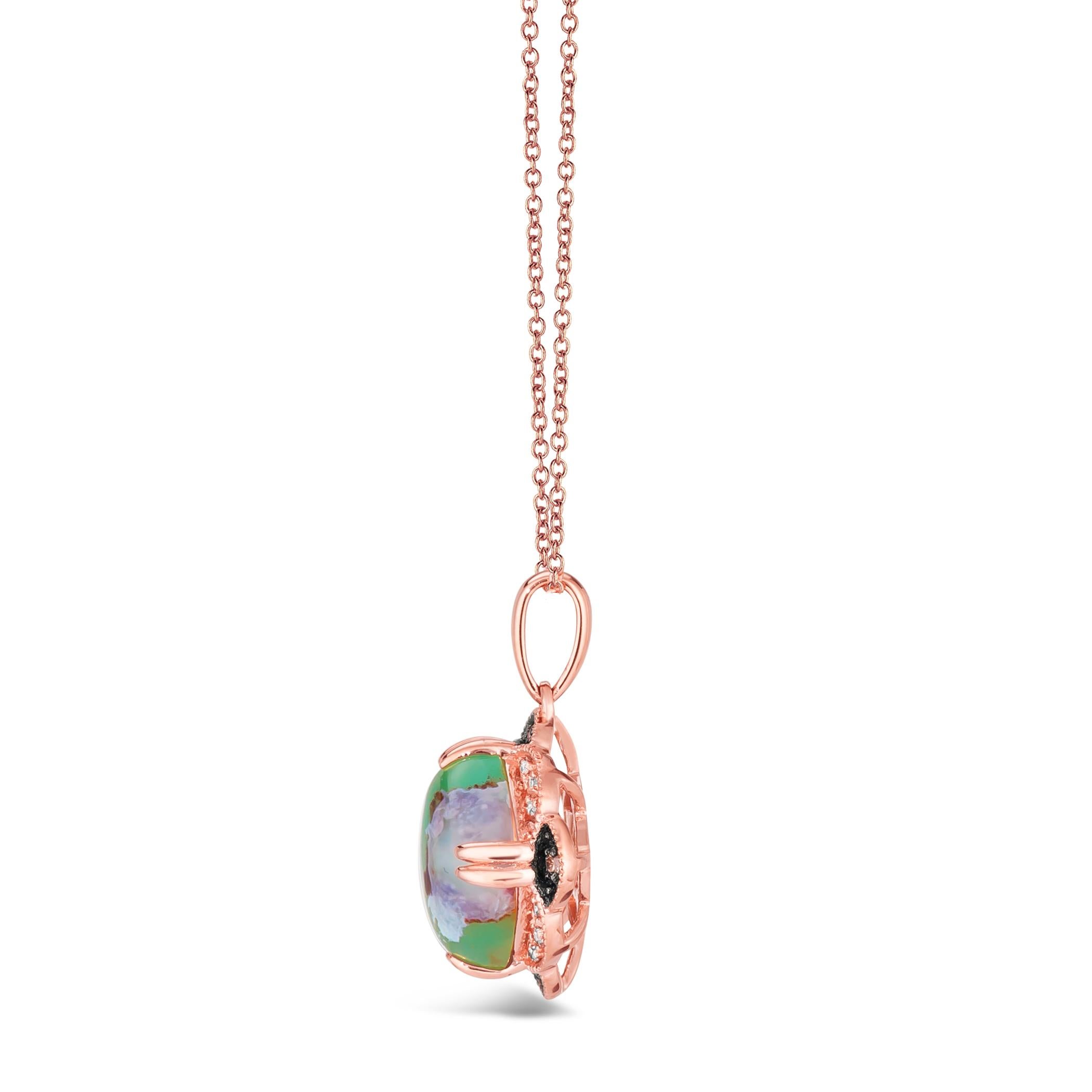 Levian Rose Gold Plated Silver Natural Aquaprase Topaz Classy Cocktail Pendant In New Condition For Sale In Great Neck, NY