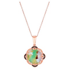Levian Rose Gold Plated Silver Natural Aquaprase Topaz Classy Cocktail Pendant