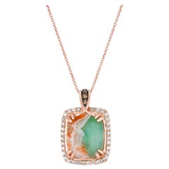 Levian Rose Gold Plated Silver Natural Aquaprase Topaz Smoky Quartz Pendant