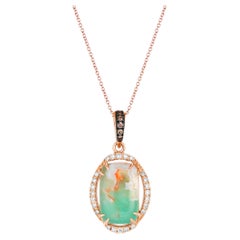 Levian Pendentif en argent plaqué or rose avec topaze d'aquaprase naturelle et quartz fumé