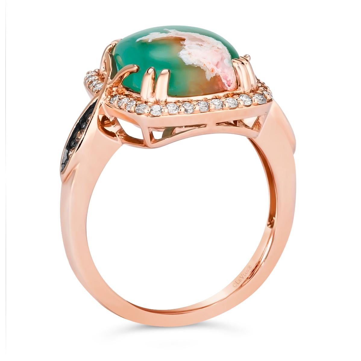 Women's or Men's Levian Rose Gold Plated Silver Natural Aquraprase Topaz Cocktail Ring For Sale