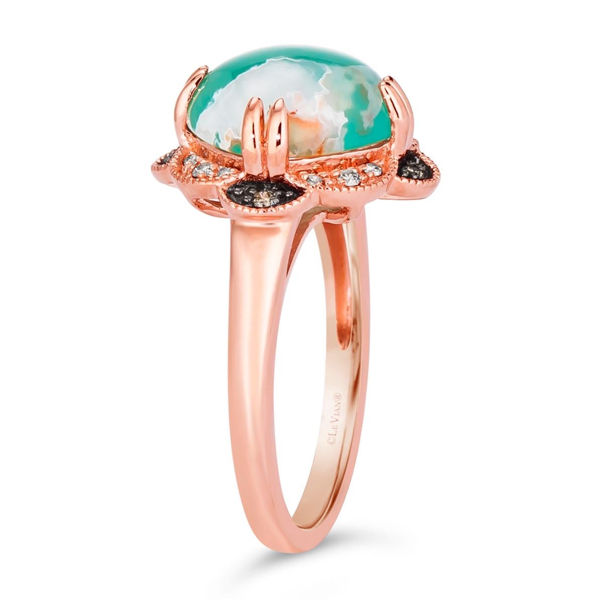 Women's or Men's Levian Rose Gold Plated Silver Natural Aquraprase Topaz Cocktail Ring Size 9 For Sale