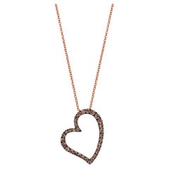 LeVian Round Chocolate Diamonds Heart Pendant in 14K Rose Gold 3/8 Cts