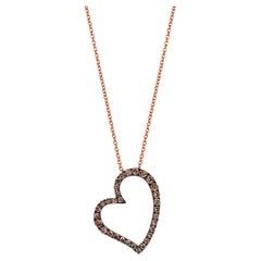 Levian Round Chocolate Diamonds Heart Pendant in 14k Rose Gold 3 8 Cts