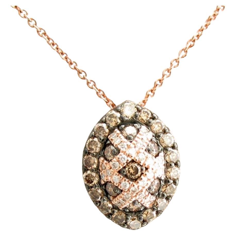 Levian Round Chocolate White Diamond Pendant in 14k Rose Gold 5 8 Cts For Sale