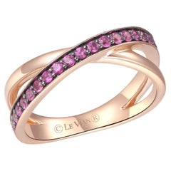 Used Levian Ruby Ring Set in 14K Rose Gold Natural Beautiful Gemstone Ring
