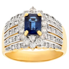 LeVian sapphire & diamond ring in 18k yellow gold