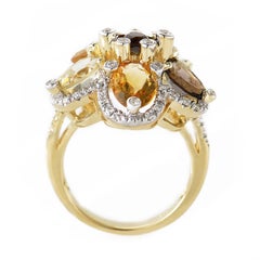 LeVian Smoky Topaz Citrine Gold Flower Ring
