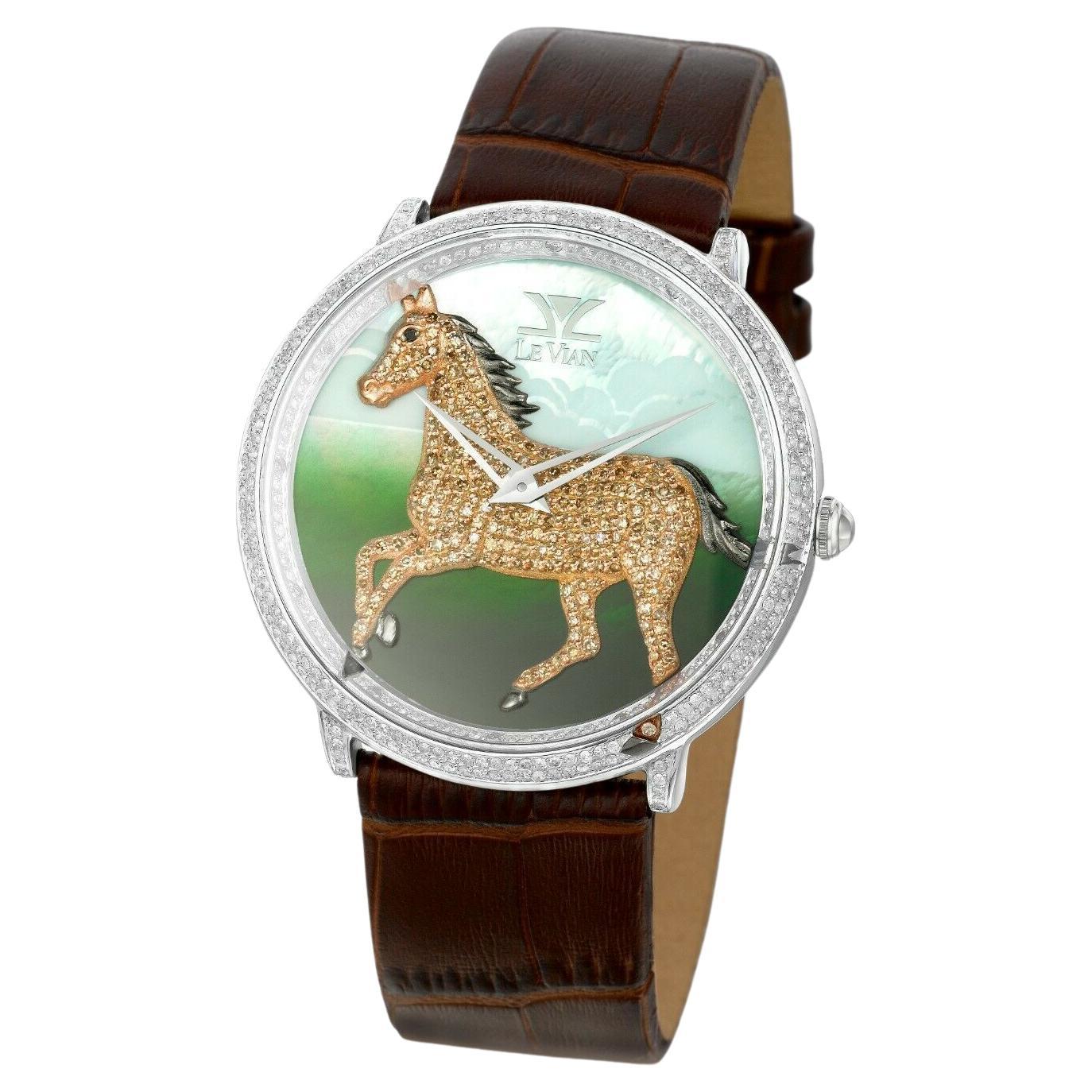 Le Vian Stainless Steel Pony Horse Round Diamond into the Wild Collection Watch For Sale