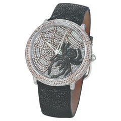 Levian Stainless Steel Spider Web Round Diamond into the Wild Collection Watch
