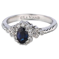 Levian Statement Ring Blue Sapphire White Diamond in 14K White Gold