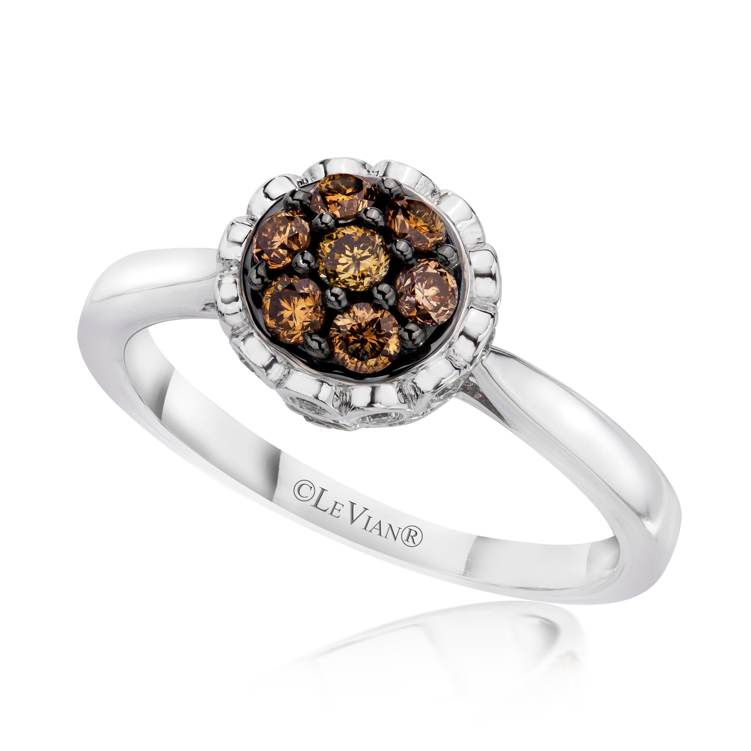 Levian Statement Ring Chocolate White Diamond in 14K Yellow Gold 5 8Cts